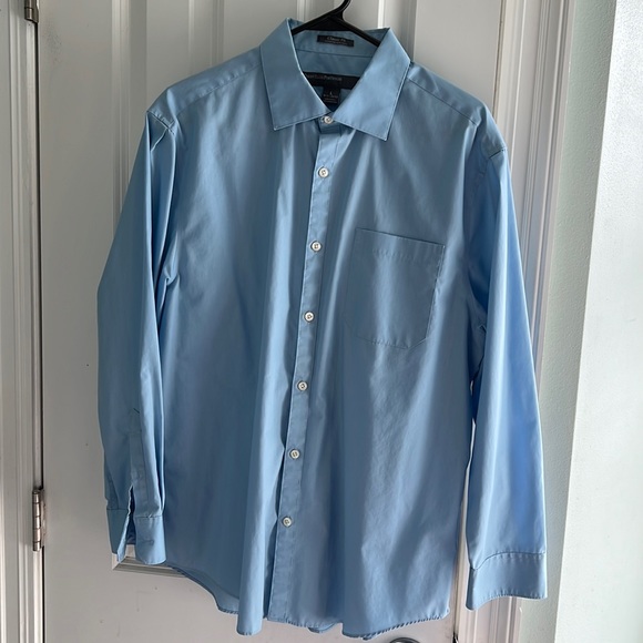PERRY ELLIS PORTFOLIO Men's 16 1/2 32/33 Dress Shirt Cotton blue Wrinkle Free - Picture 1 of 4
